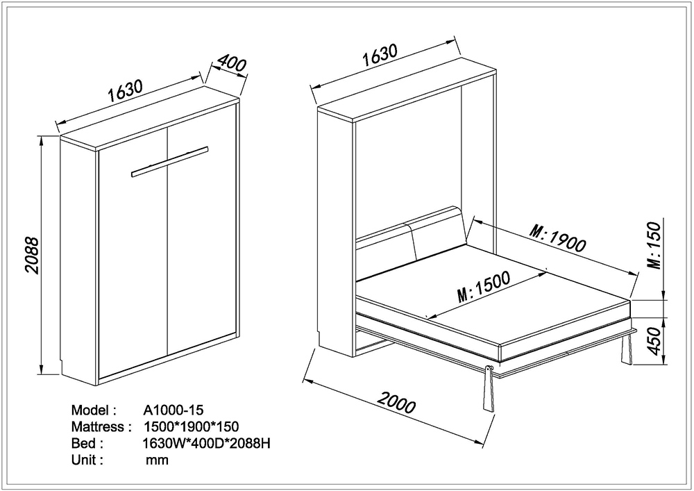 Queen Size Murphy bed Queen Size Murphy bed