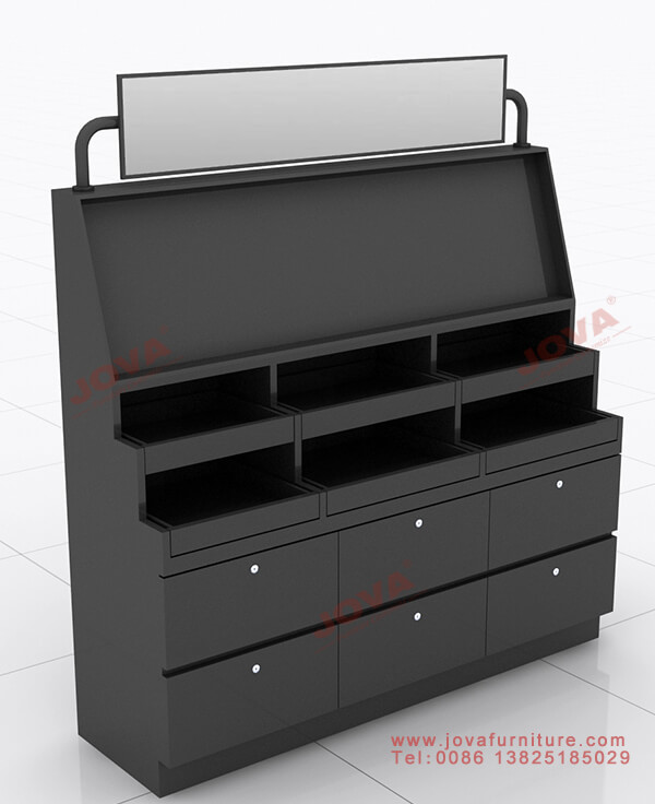 black makeup display rack