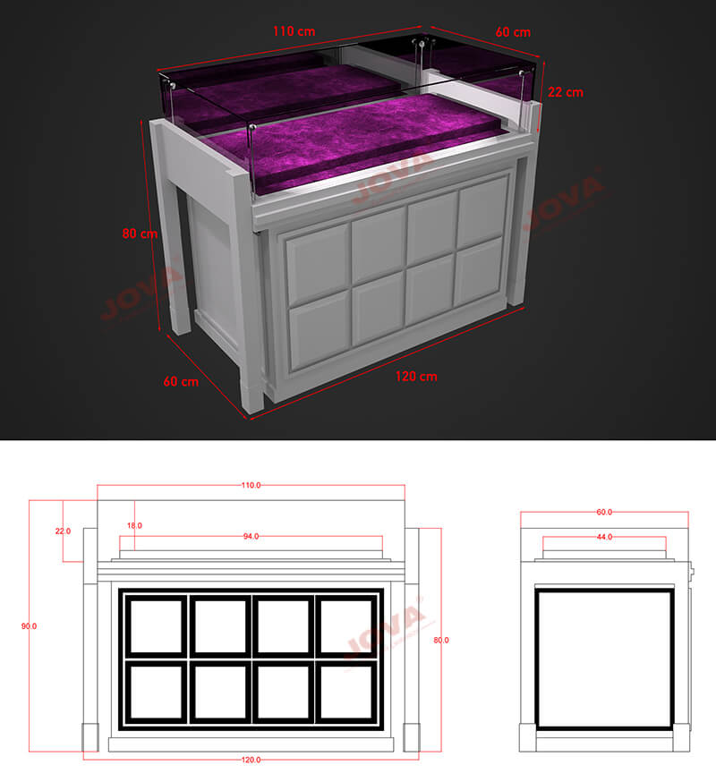 white jewellery display cabinets