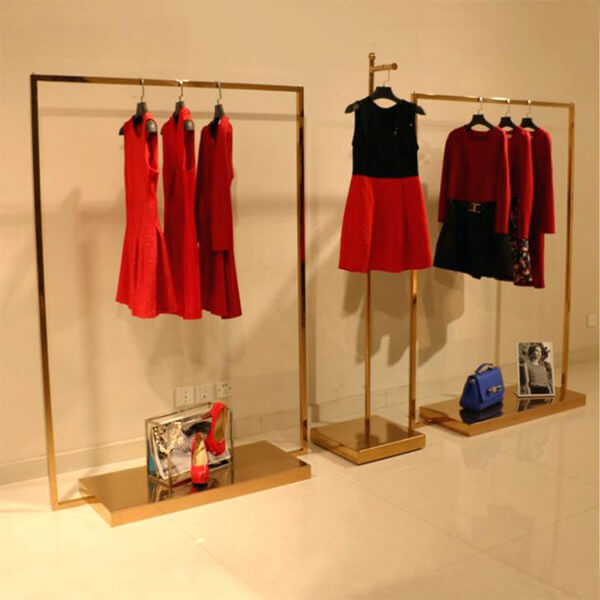 golden metal apparel display racks