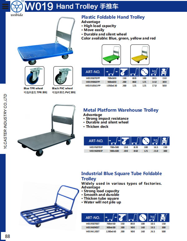 Blue platform trolley