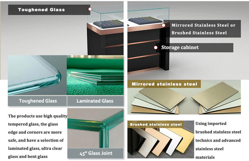 diamond showcases glass