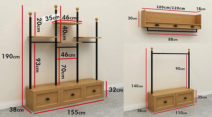 garment rack display size