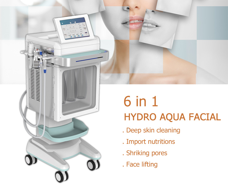 6 in 1 Aqua water peeling hydro dermabrasion ultrasonic rf spray glow facial machine