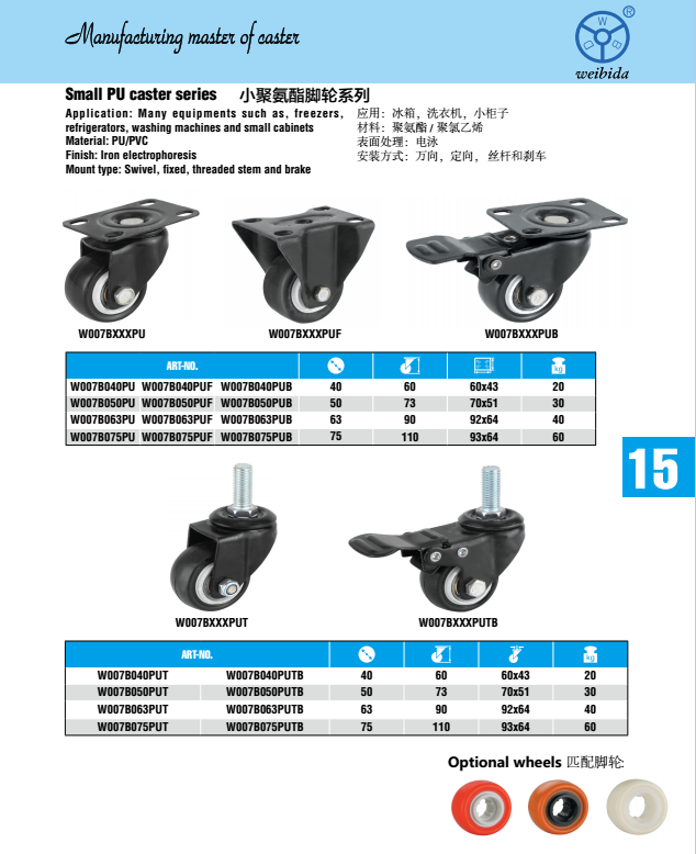 small PU caster 