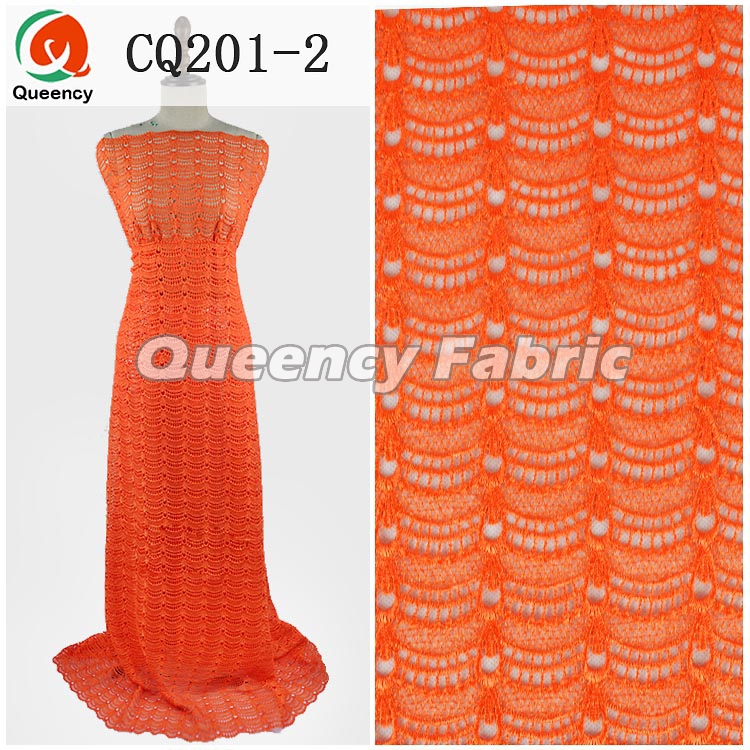 Orange Nigerian Cord Lace Fabric Orange Nigerian Cord Lace Fabric