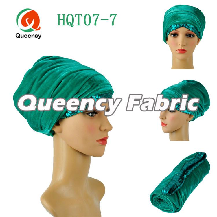 Sequins Velvet Turbans In Green