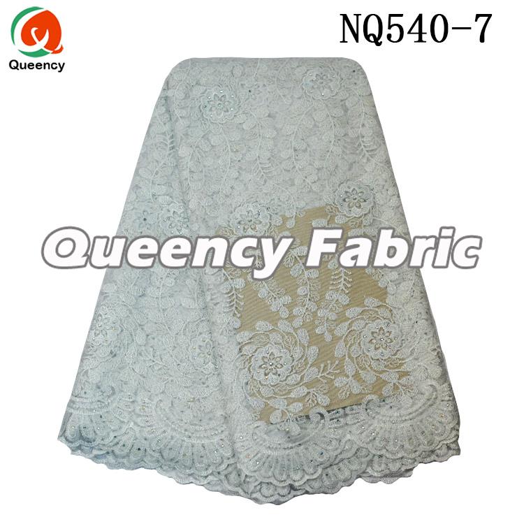White Embroidered Cotton Lace Fabric 