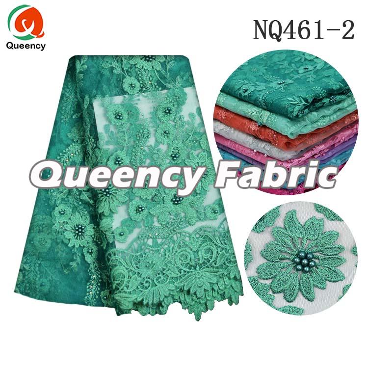 Teal Beaded Tulle Embroidery Teal Beaded Tulle Embroidery