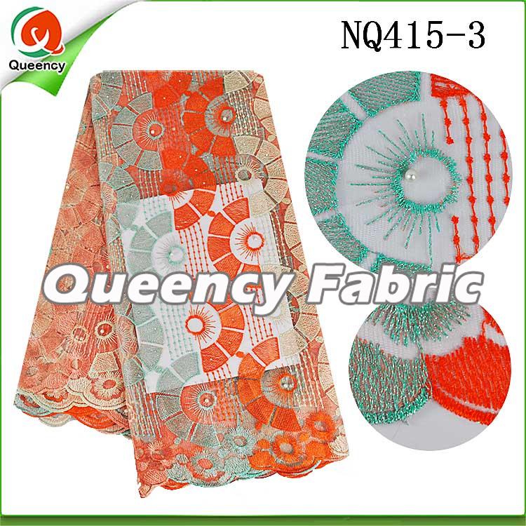 Orange Tulle Lace Fabric