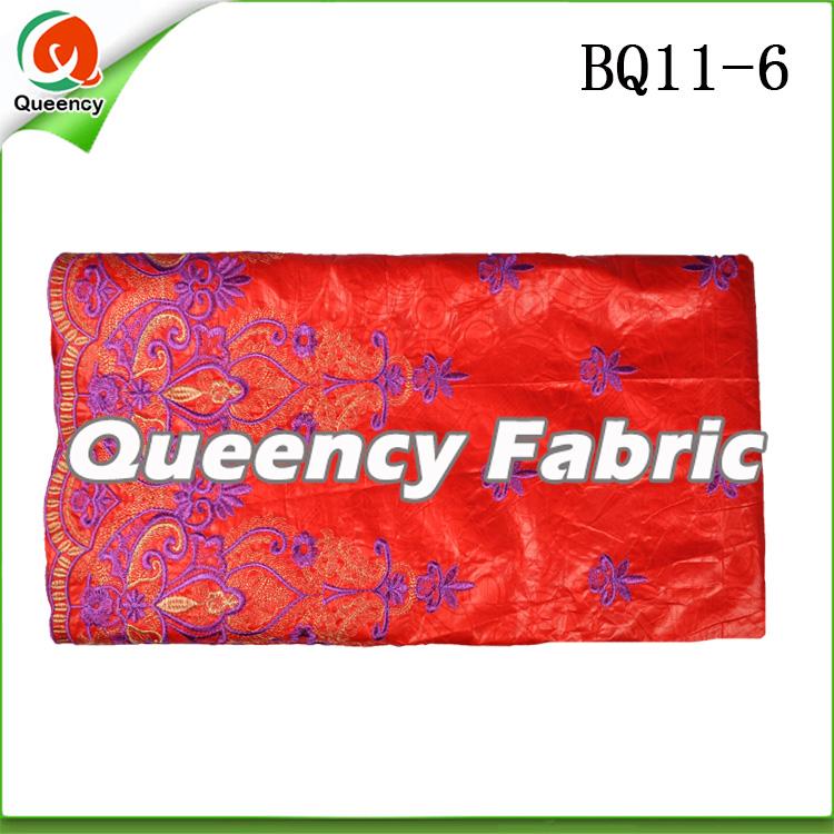 Red Embroidery bazin fabric