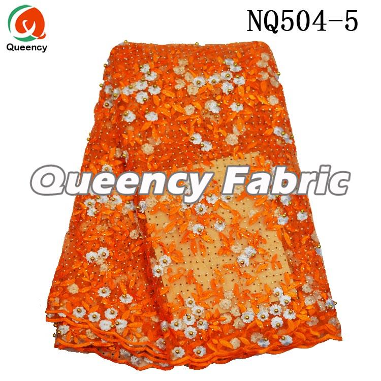 Orange Lace Beaded Heavy Embroidered 