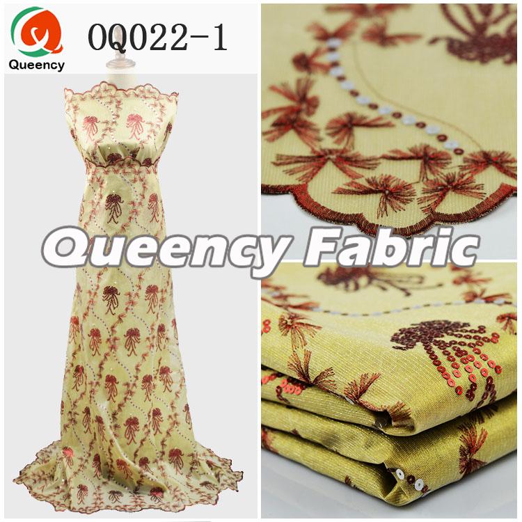 Gold Embroidered Silk Organza Fabric Gold Embroidered Silk Organza Fabric