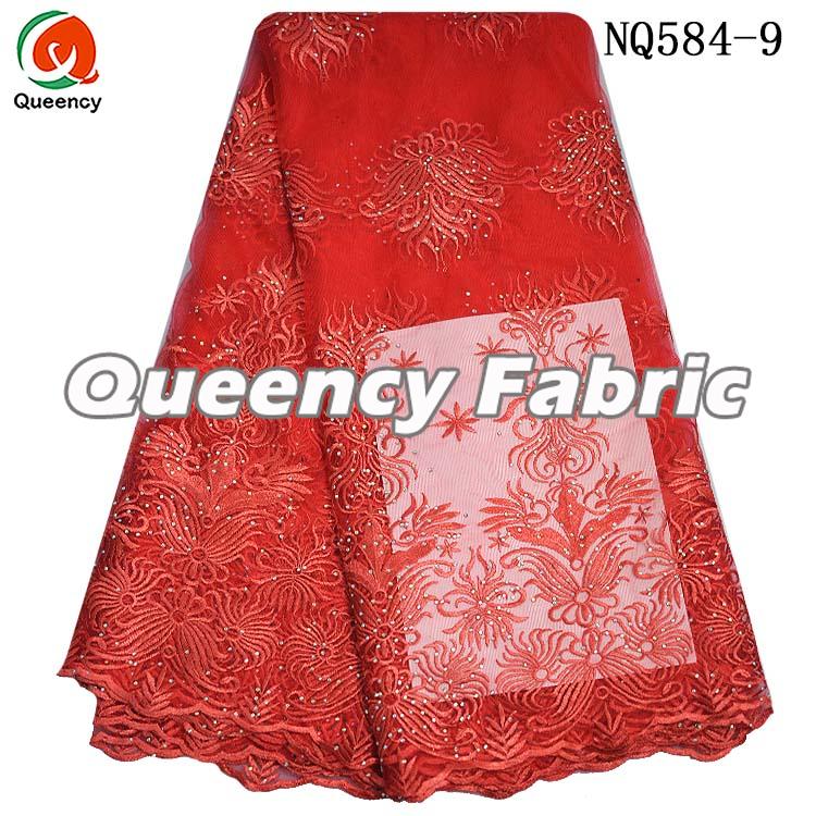 Coral Lace Tulle Fabric 
