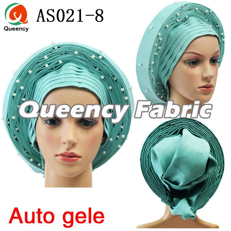 Aqua Aso Oke Auto-Gele Head Scarf