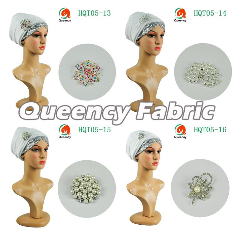 White Sequins Headtie Turbans Hat 