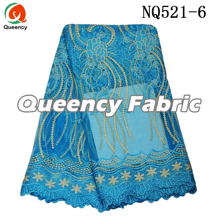 Turquoise Blue Lace Net Fabric 