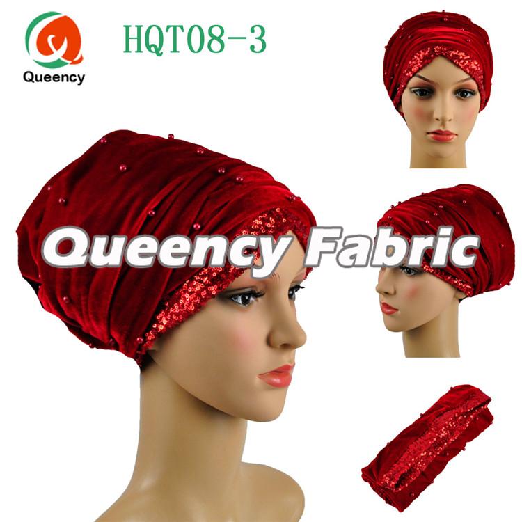 Red Head Scarf Sequins Turban