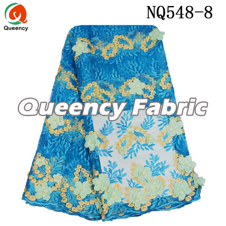 Turquoise Blue French Lace Fabric 