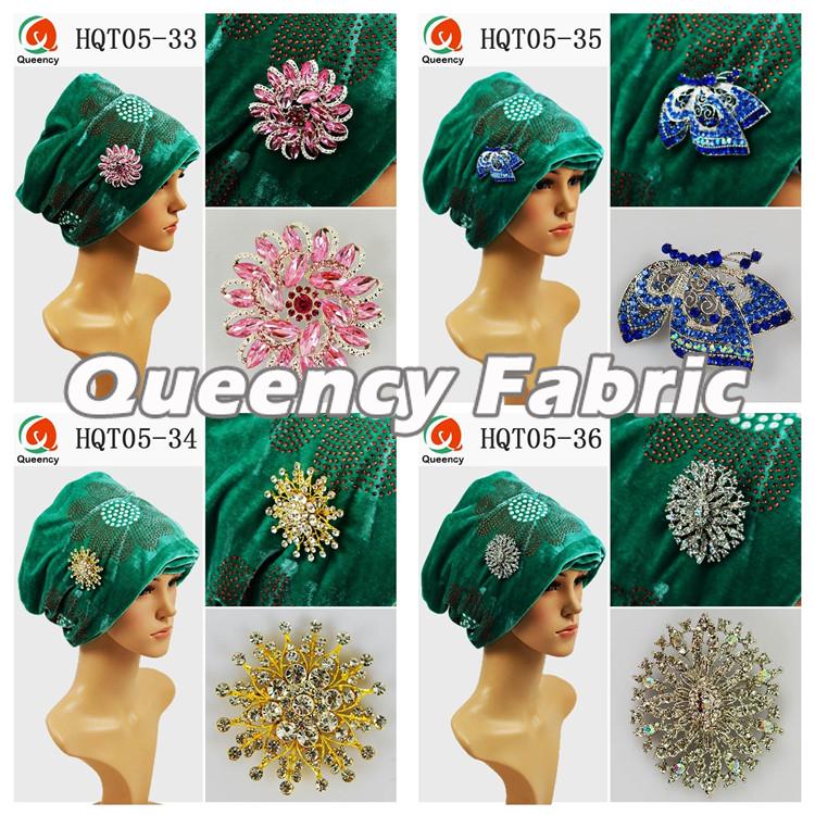 Stones Velvet Turbans In Green 