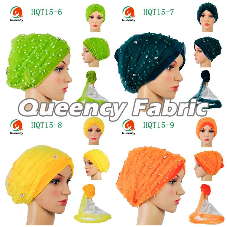 Muslim Beaded Turbans Net Velvet Fabric Muslim Beaded Turbans Net Velvet Fabric