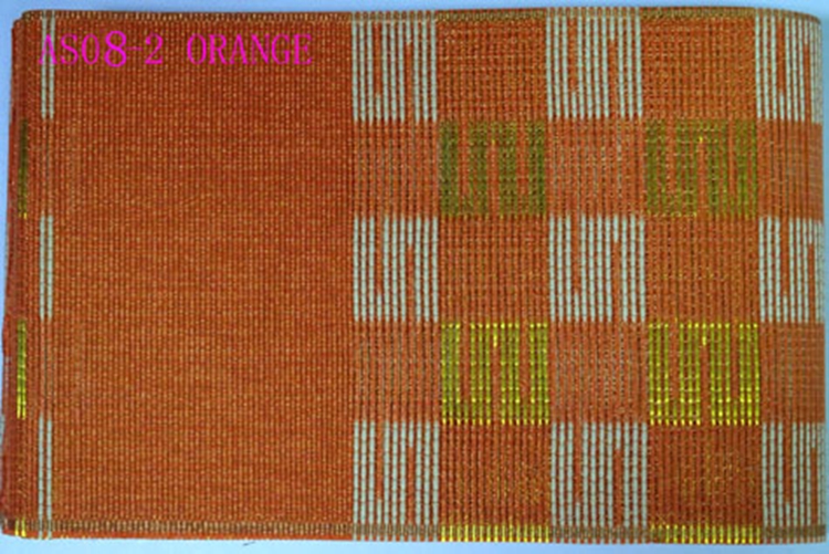 Orange Nigeria Aso Oke With Beautiful Pattern Orange Nigeria Aso Oke With Beautiful Pattern
