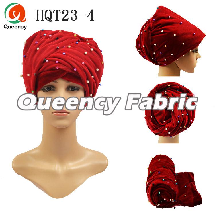 Red Turban Beaded Hijab