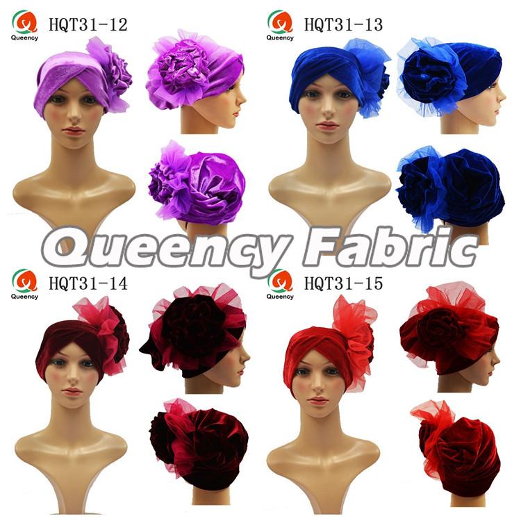 Nigeria Velvet Big Flower Turban Bonnet Nigeria Velvet Big Flower Turban Bonnet
