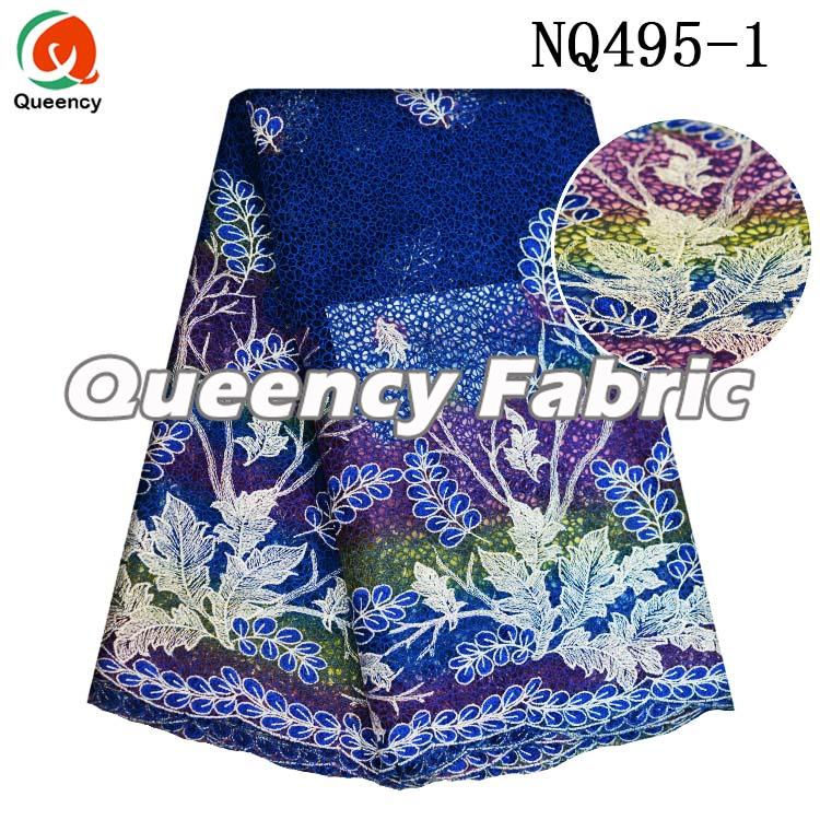 Heavy Lace Embroidery In Royal Blue 