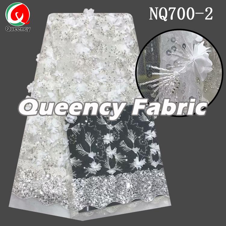 African 3d sequence tulle fabric