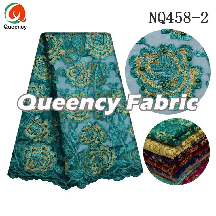 Teal French Lace Material 