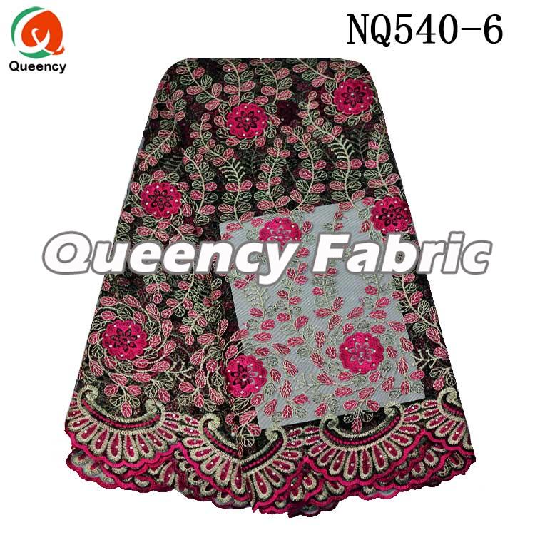 Fushia Cotton Lace Net Fabric 