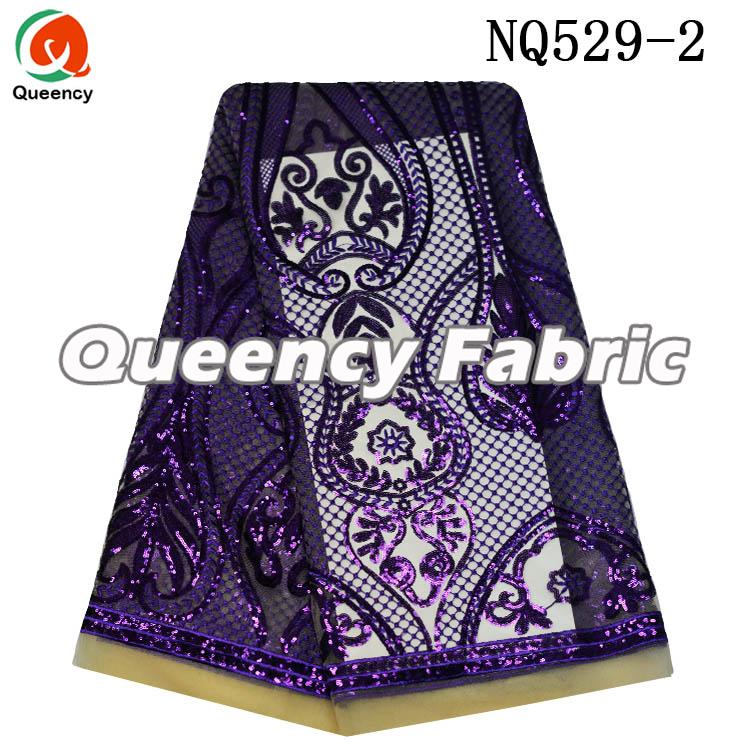 Purple Embroidered Lace Tulle Material