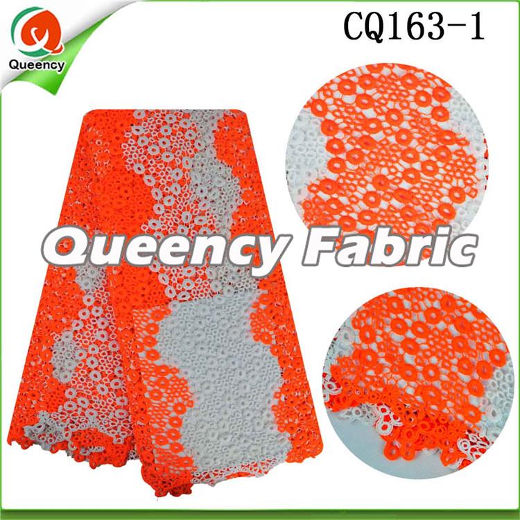 Orange Nigeria Chemical Lace Fabric
