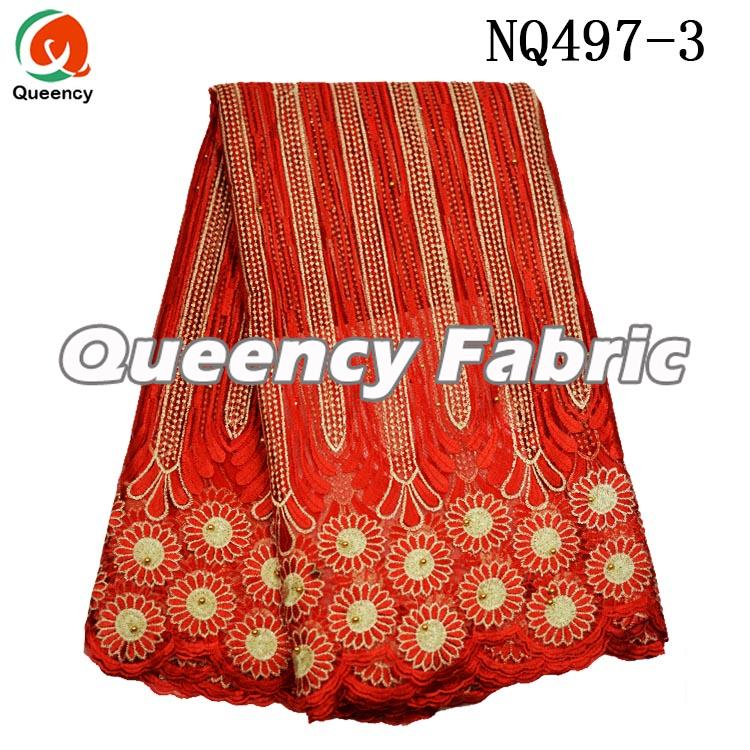 Red African French Fabric 