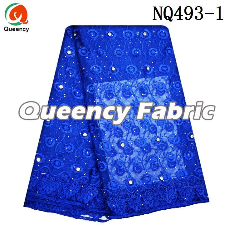 Royal Blue Netting Material Lace Dresses