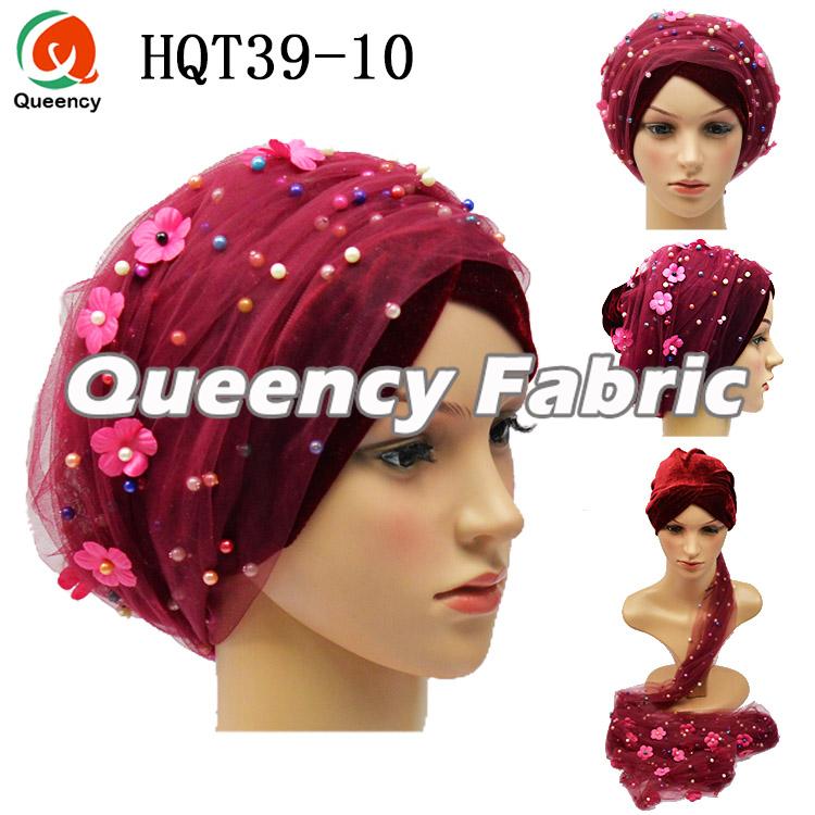 Wine Turban Beaded Velvet Head Scarf Wine Turban Beaded Velvet Head Scarf