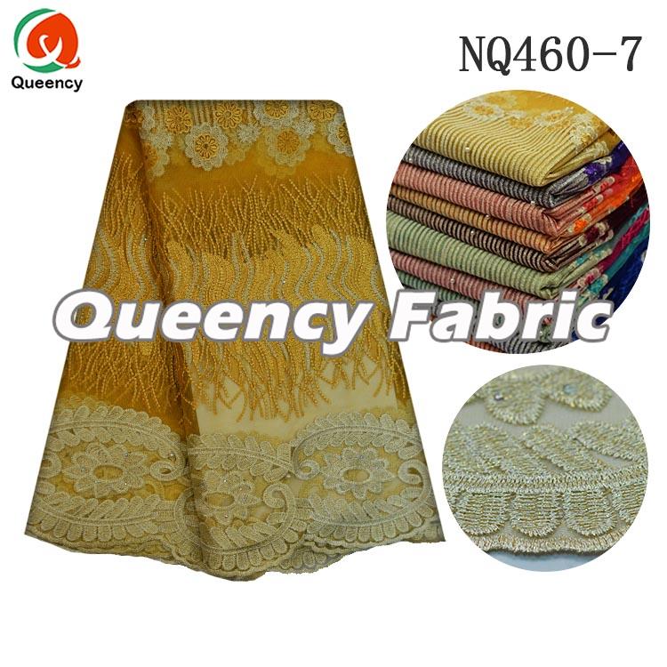 Golden Fabric Tulle Lace Embroidery
