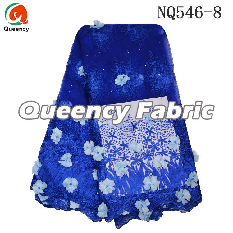 Royal Blue Lace Ladies Tulle Applique Fabric 