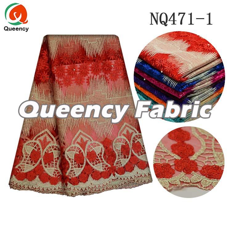 Red Tulle Beaded Cotton Lace Red Tulle Beaded Cotton Lace