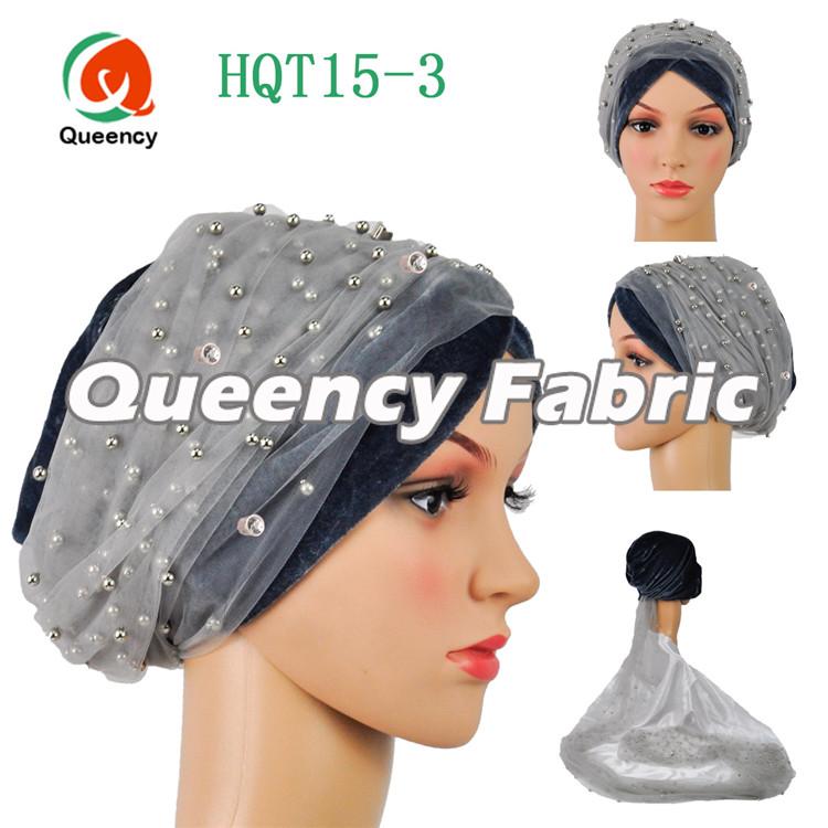 Muslim Turban Beaded Net In Grey