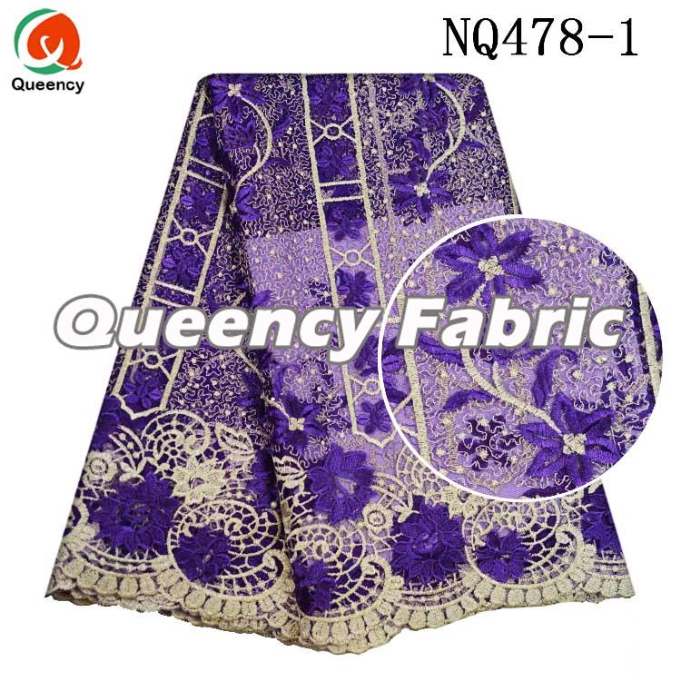 Purple Tulle Stones Lace Embroidery