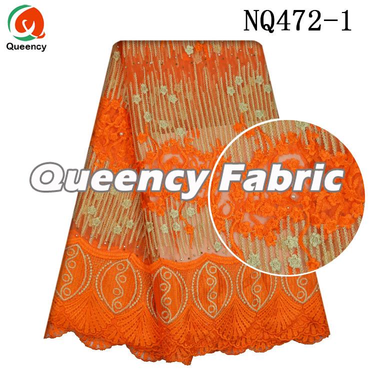 Orange Cotton French Fabric Lace