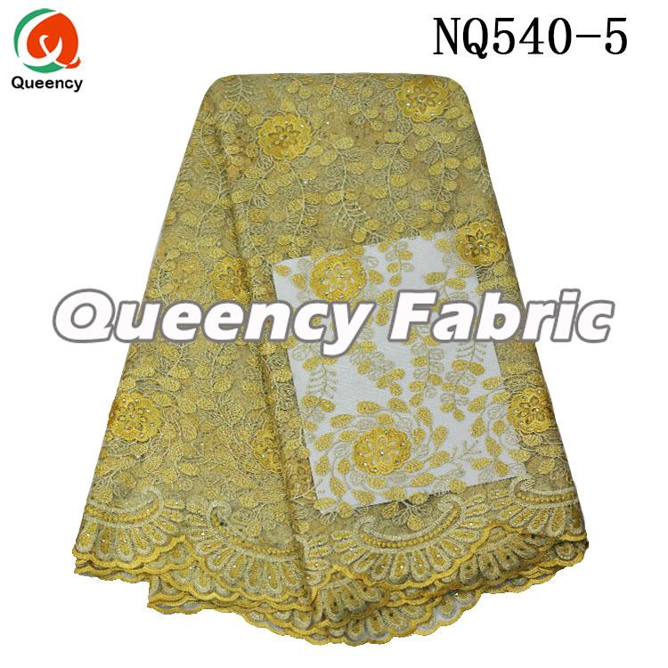 Gold Lace Tulle Embroidered Material