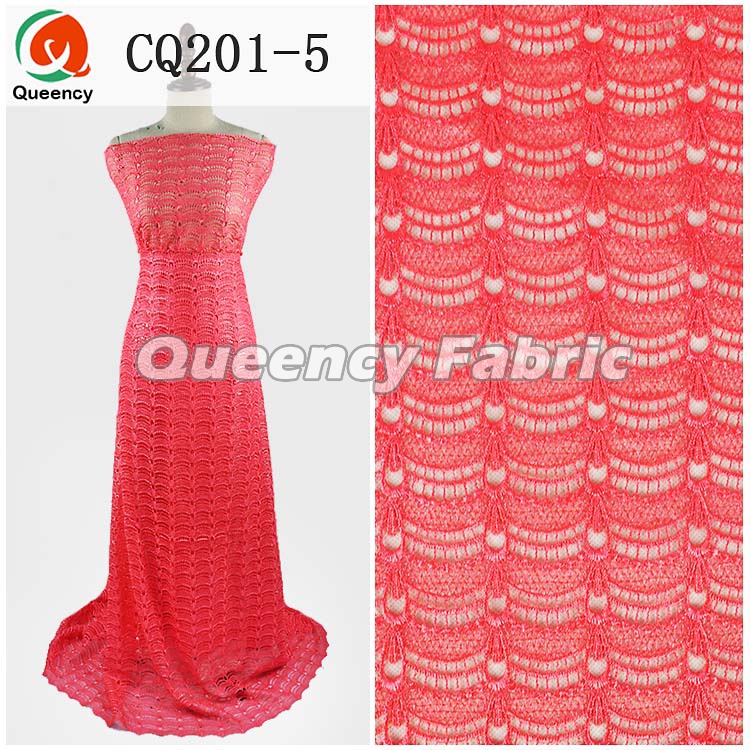 Coral Nigerian Cord Lace Fabric Coral Nigerian Cord Lace Fabric