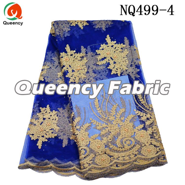 Royal Blue Chantilly Fabric Beaded Lace Royal Blue Chantilly Fabric Beaded Lace
