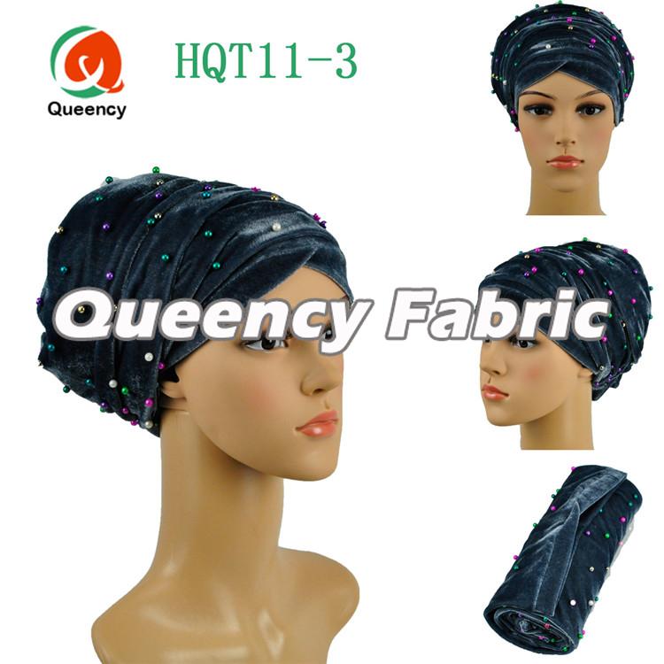 Grey Muslim Headband Beaded Turban