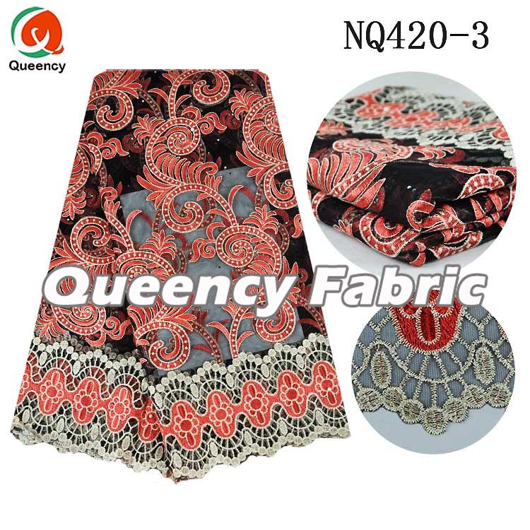 African French Lace With Stoned Fabric African French Lace With Stoned Fabric