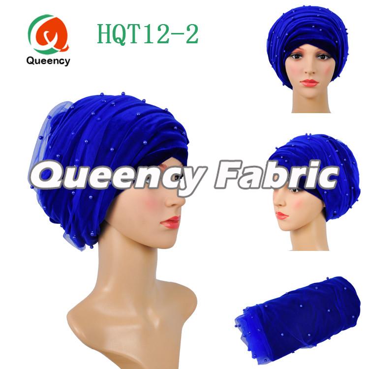 Royal Blue Beaded Net Turbans