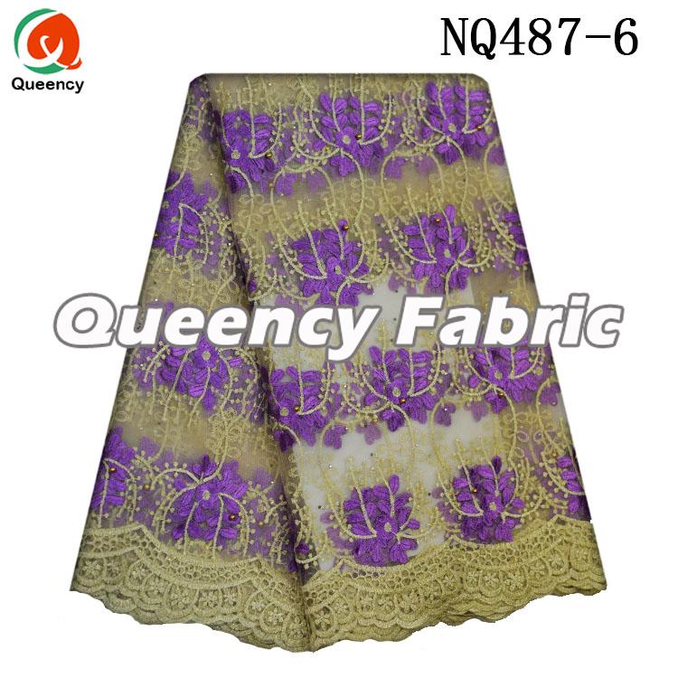 Purple Lace Fabric Embroidered Ladies Dresses
